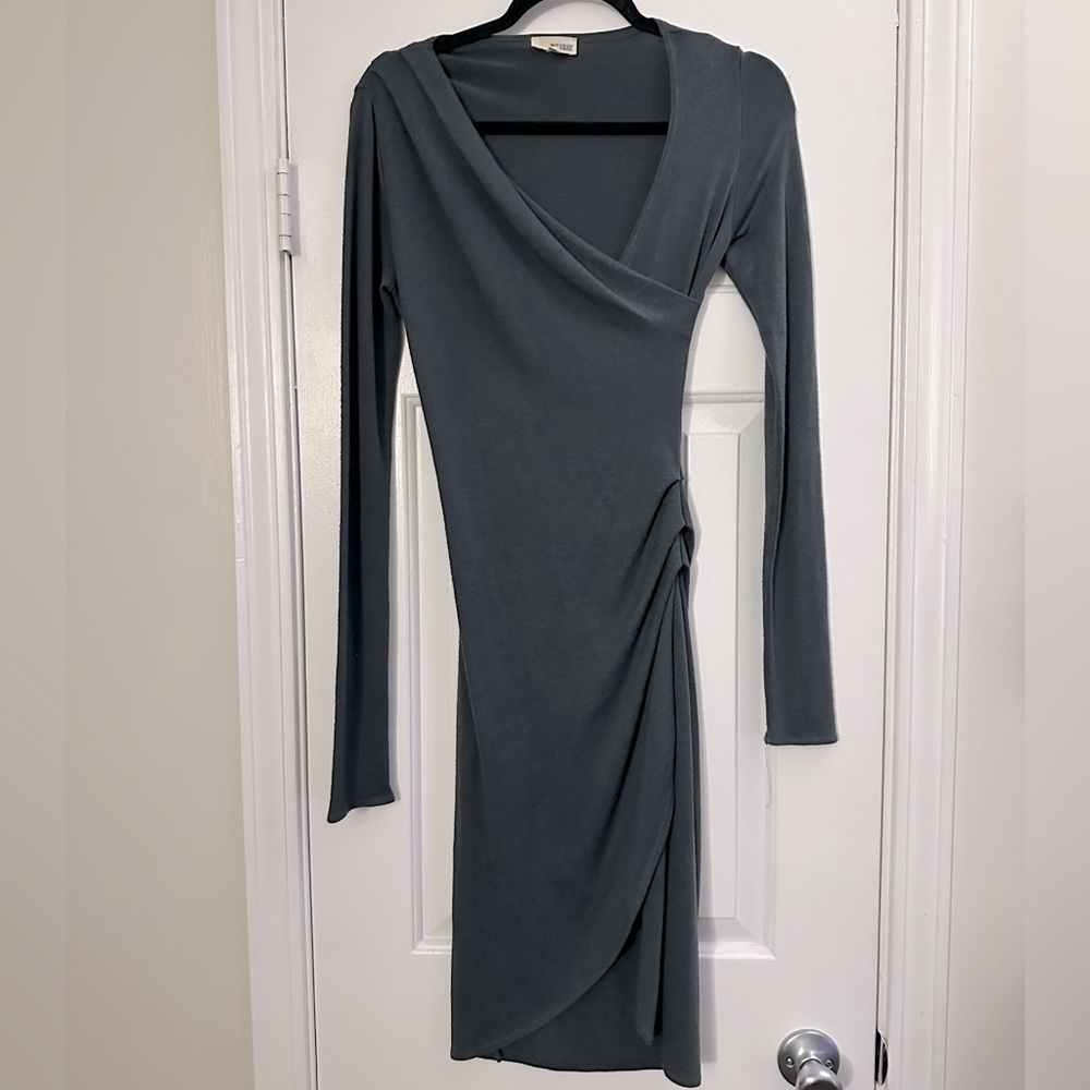 ARITZIA Wilfred Free Klum Faux Wrap Dress Charcoal Gray - Sz XS